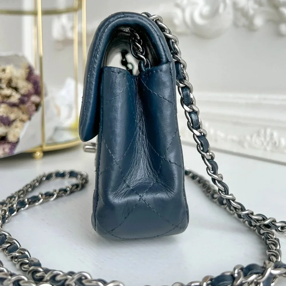 Authentic Chanel Dark Gray Lambskin Crossbody Bag Purse B0910 trdst2016-010526 - Picture 7 of 16